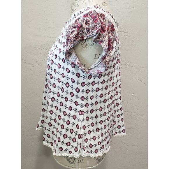 Self E Crochet Trim Knit Cold Shoulder or Short Sleeve Shirt Blouse | Size Large - Picture 5 of 11